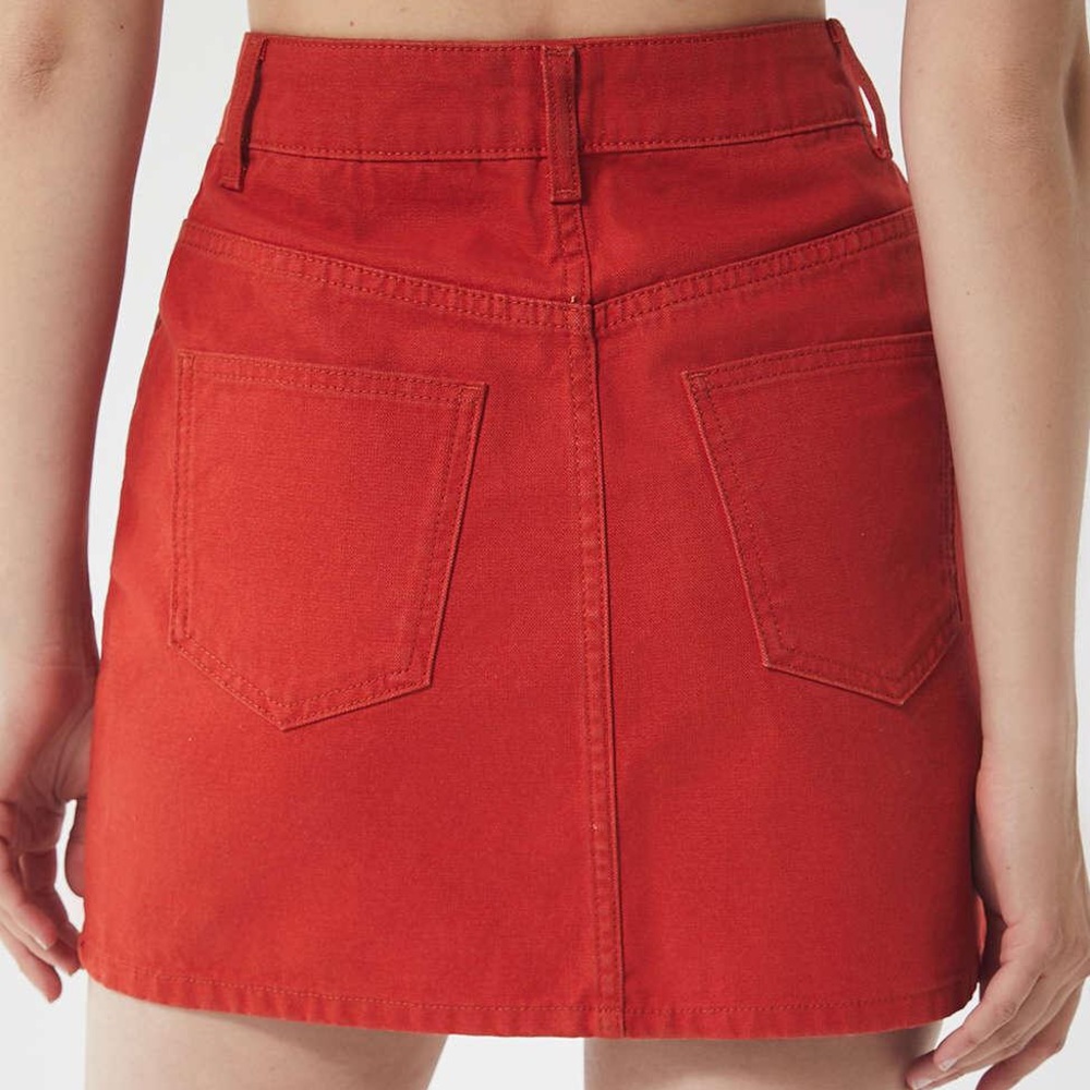 BDG Canvas Mini Skirt in red high waisted A line